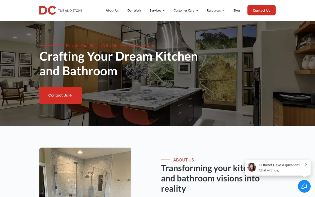 Captura del sitio de DC Tile & Stone