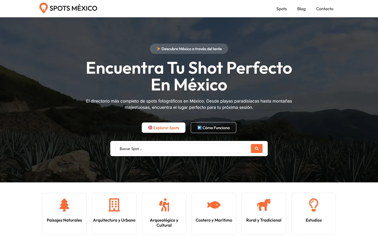 Captura del sitio de Spots México